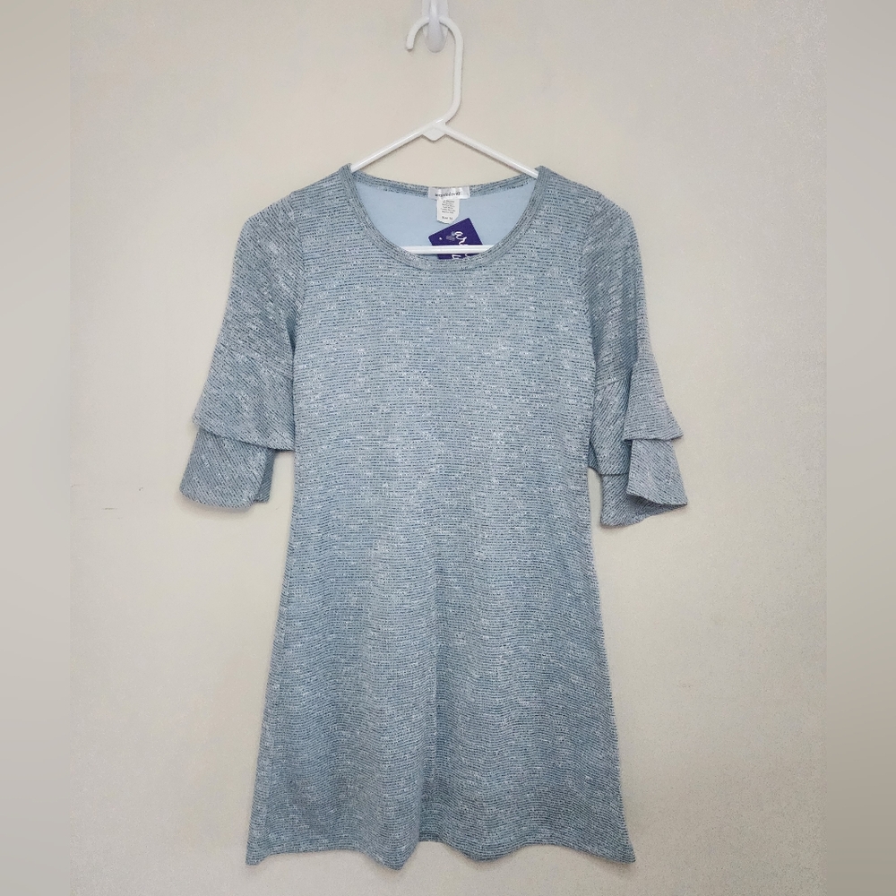 Girls Area Code 407 Blue Ruffle Sleeves Dress Sz 14 NWT